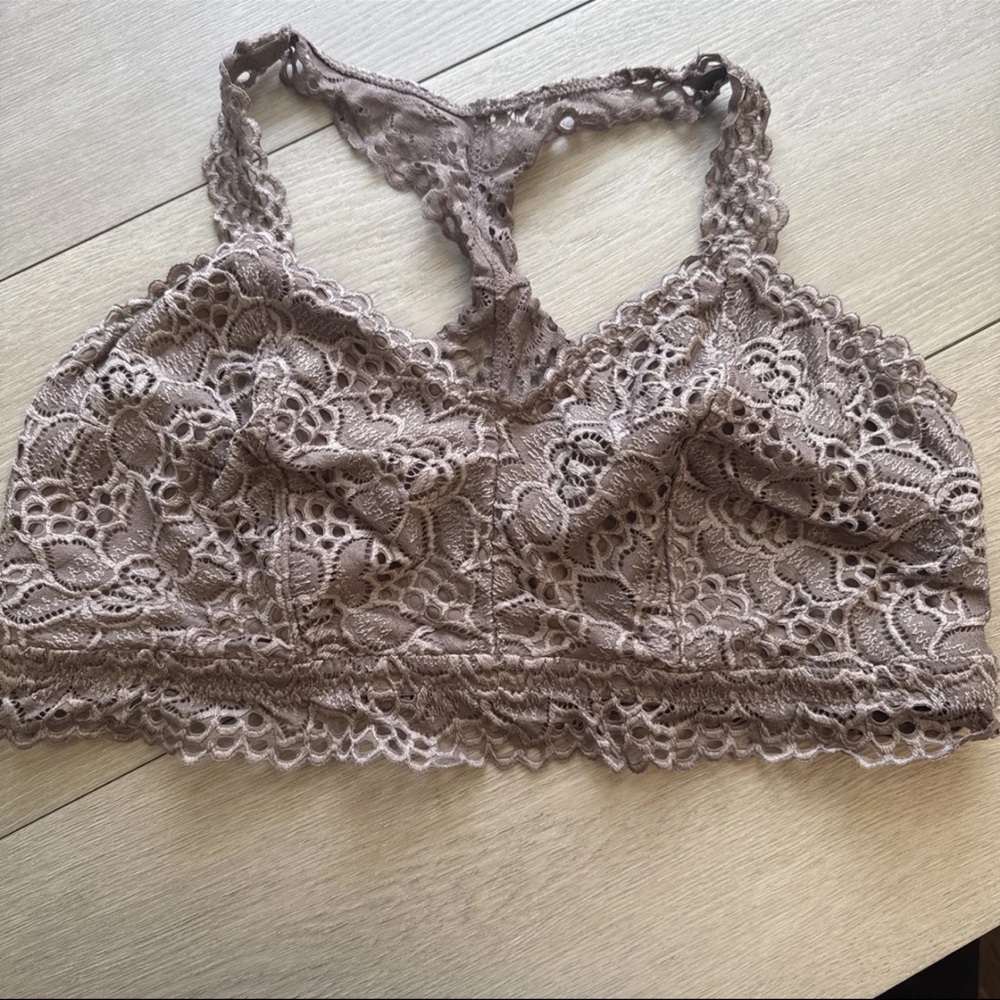 MAURICES Lace Stretch Racerback White Bralette Padded; Pullover; Size 1X